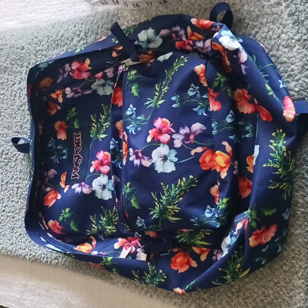 JANSPORT BLUE WITH FLORAL PRINT BACKPACK